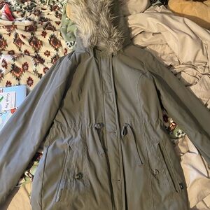 Women's Gray Hooded Winter Jacket